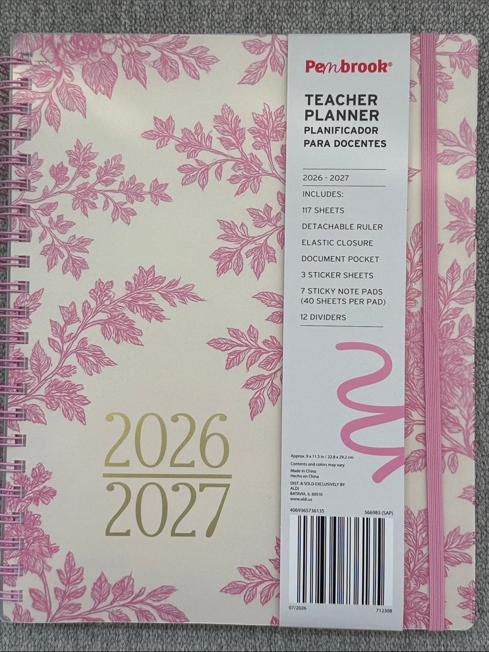 Penbrook Teacher Planner 2026-2027 - pink  floral